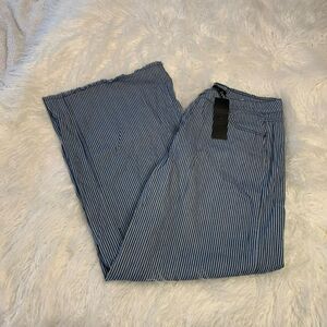 NWT Lioness Ultra Wide Leg Baggy Raw Hem Railroad Conductor Stripe Pants XL